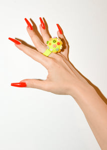 May Flowers Spring Ring in Neon Yellow